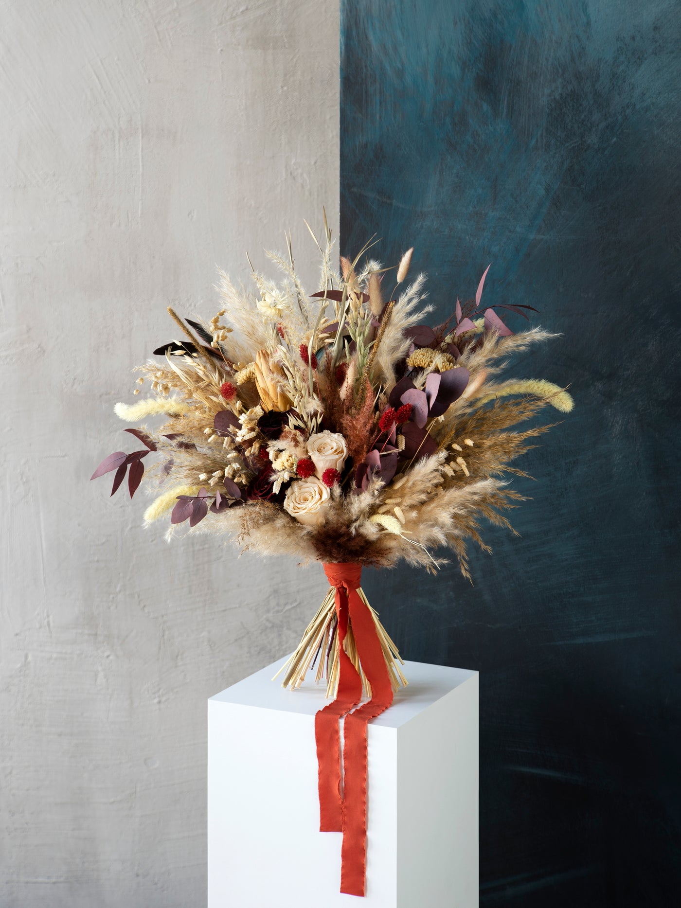 Field marsala and Beige wedding bouquet