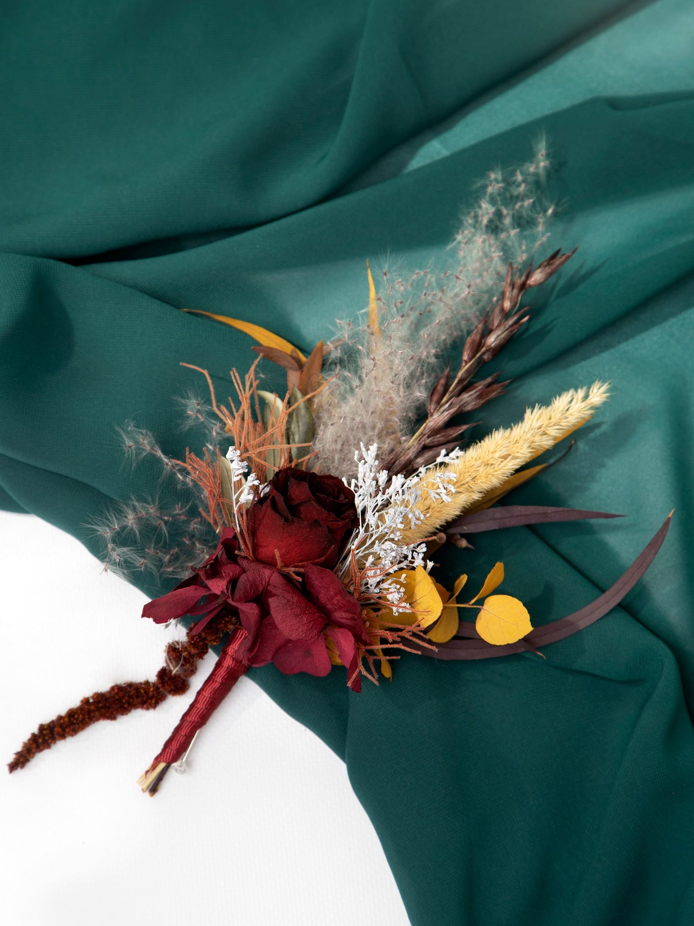 Boutonniere With Rose And Rustic Flowers