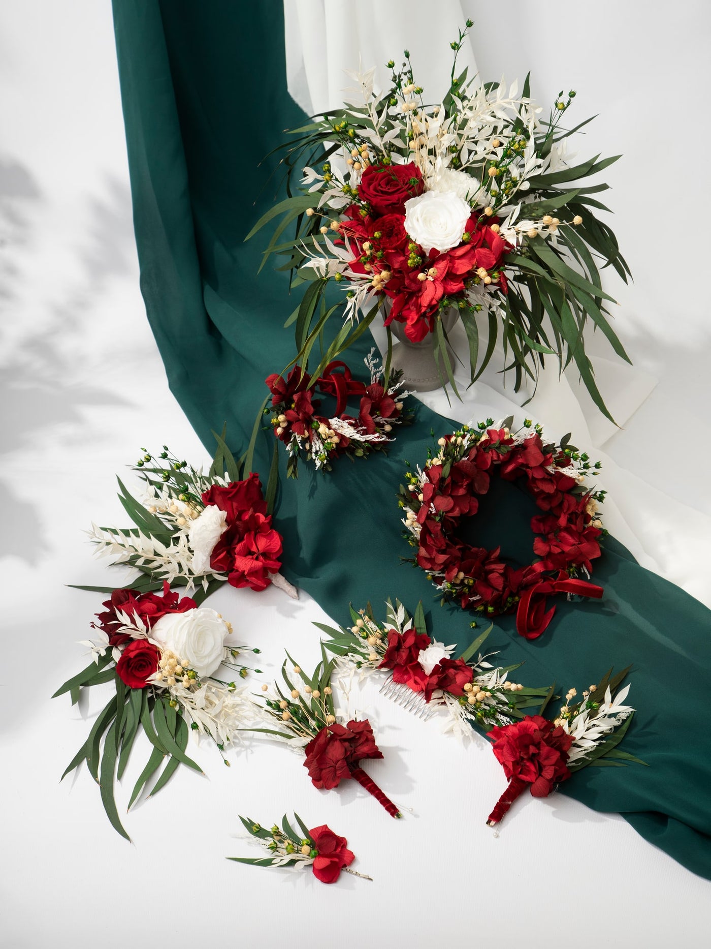 Hair Comb With Marsala Flowers For Your Wedding Day