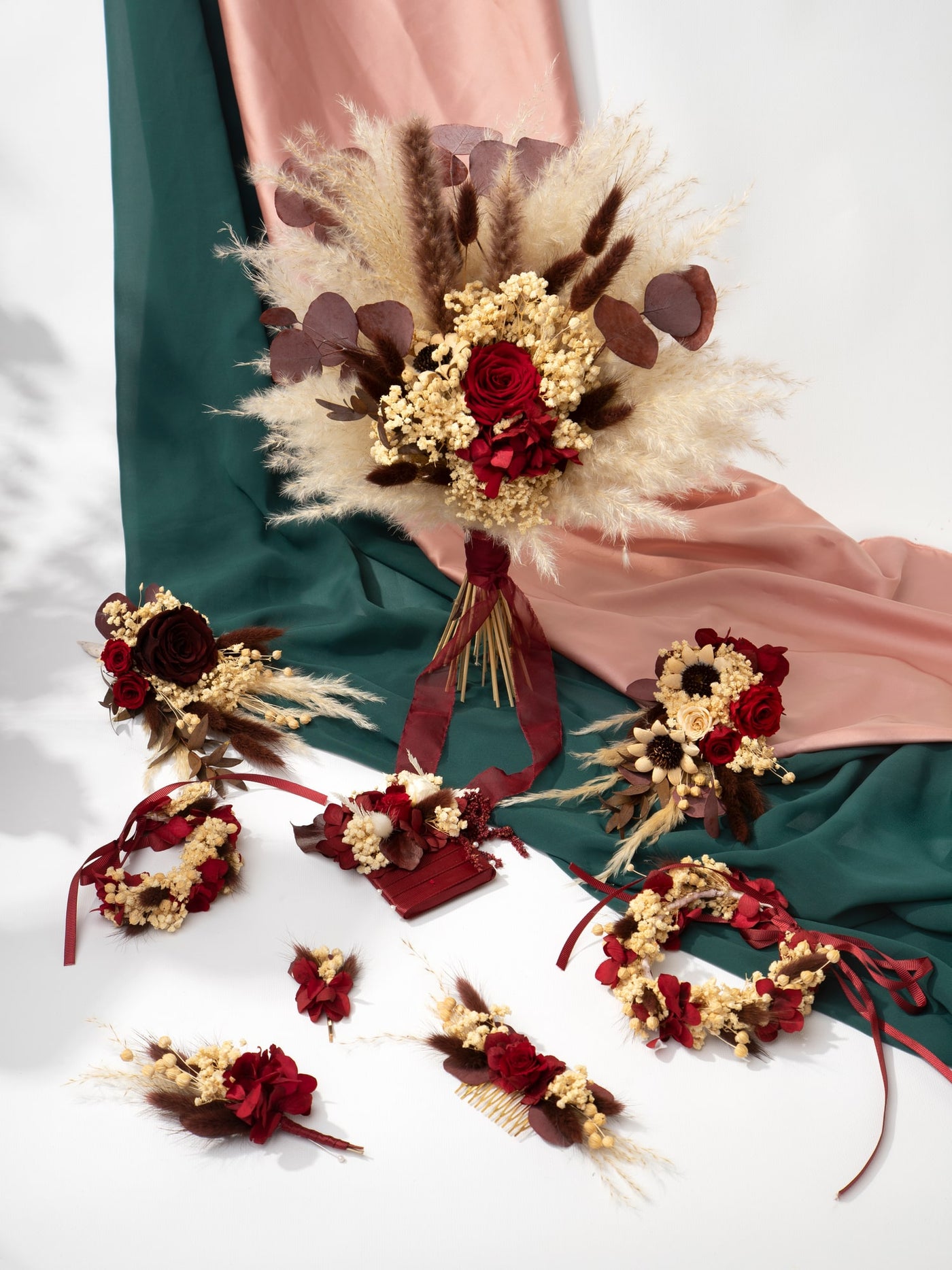 Boutonniere With A Dried Marsala Flowers