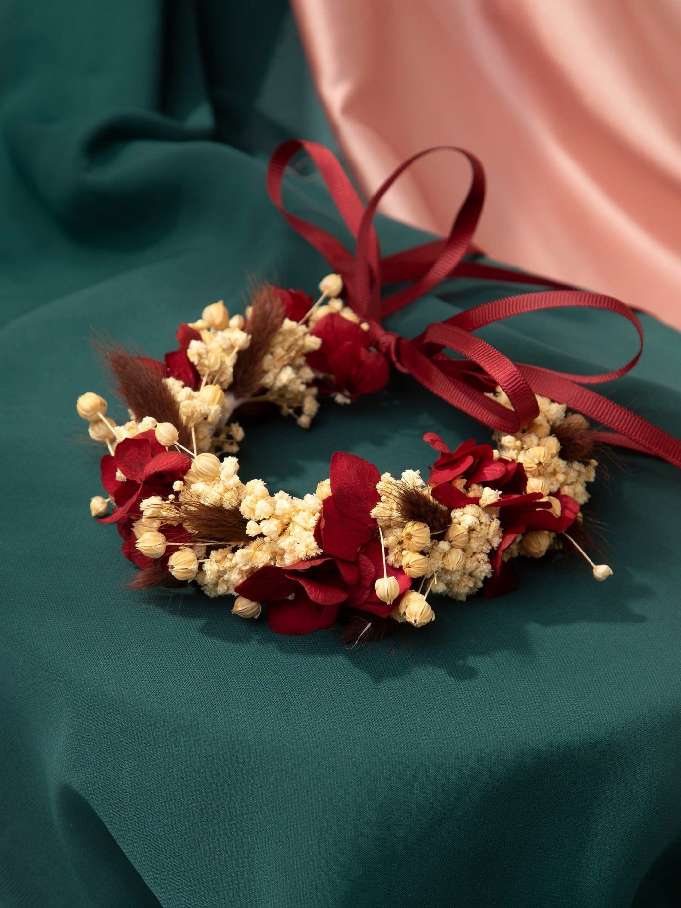 Flower Crown With A Dried Marsala Flowers