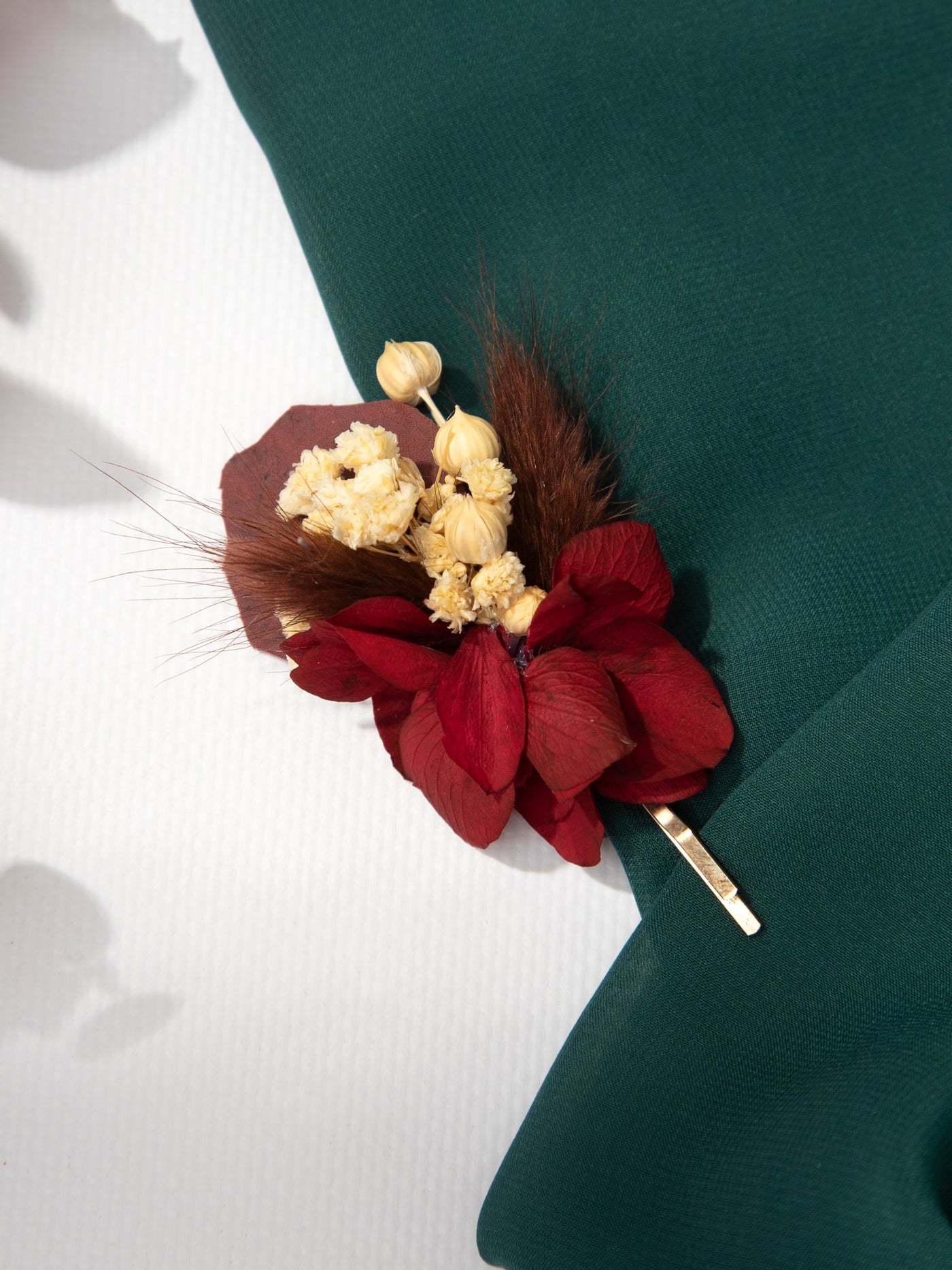 Bobby Pin With A Dried Marsala Flowers