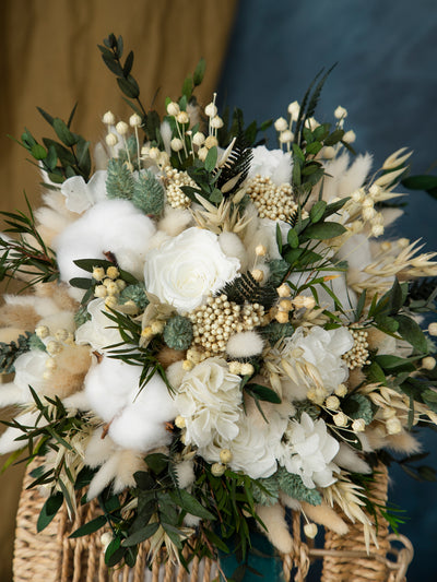 White and greenery classic wedding bouquet