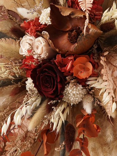 Arch Flower With Palm Cup, Preserved Hydrangea And Roses