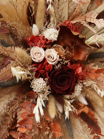 Arch Flower With Palm Cup, Preserved Hydrangea And Roses