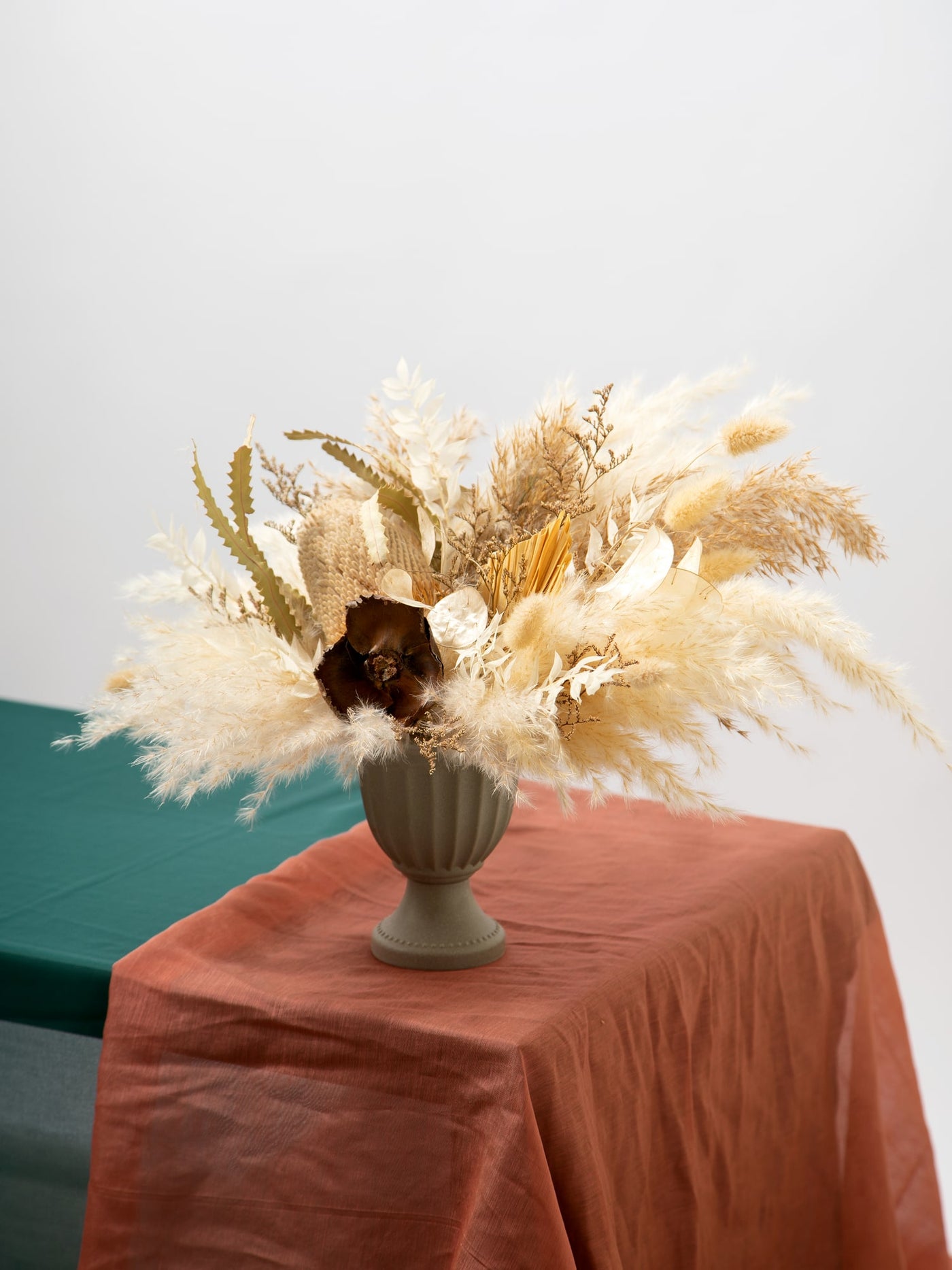 Centerpiece With Cream Rustic Flower Of Dried Wildflowers