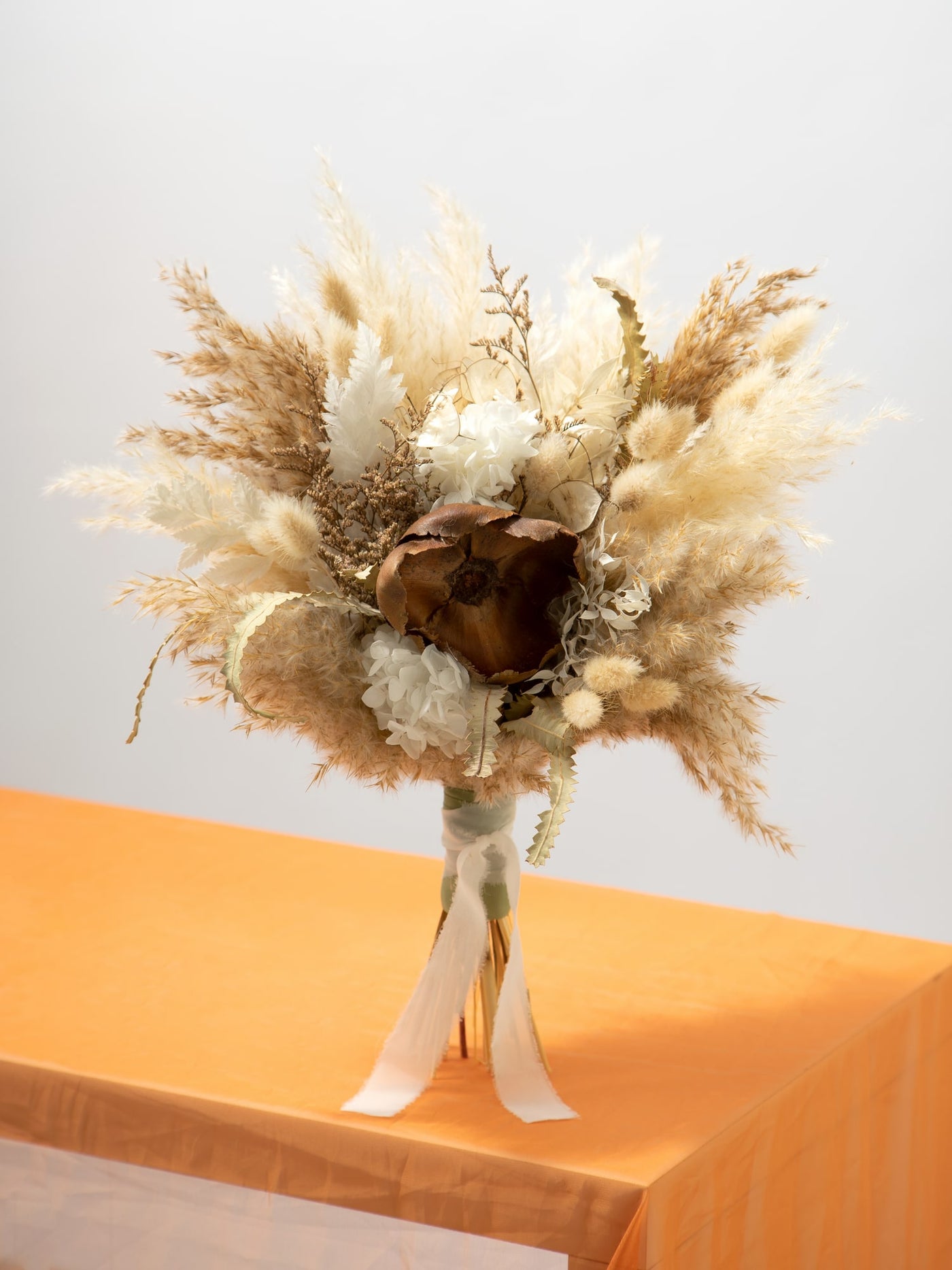 Bridesmaid Bouquet With Cream Rustic Flower Of Dried Wildflowers