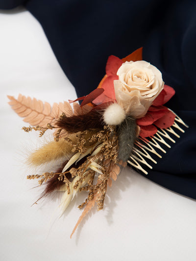 Hair Comb With Preserved Hydrangea And Roses