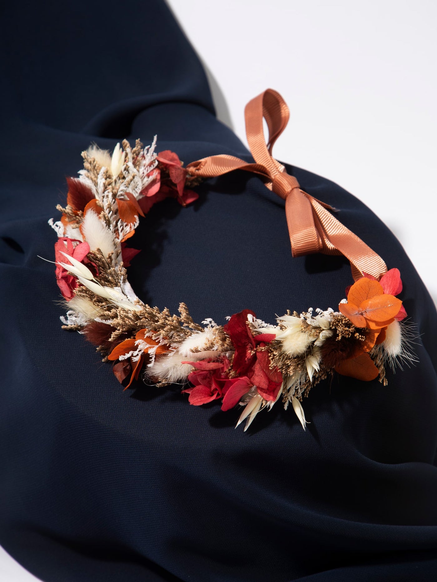 Dried Flower Crown With Preserved Hydrangea And Roses