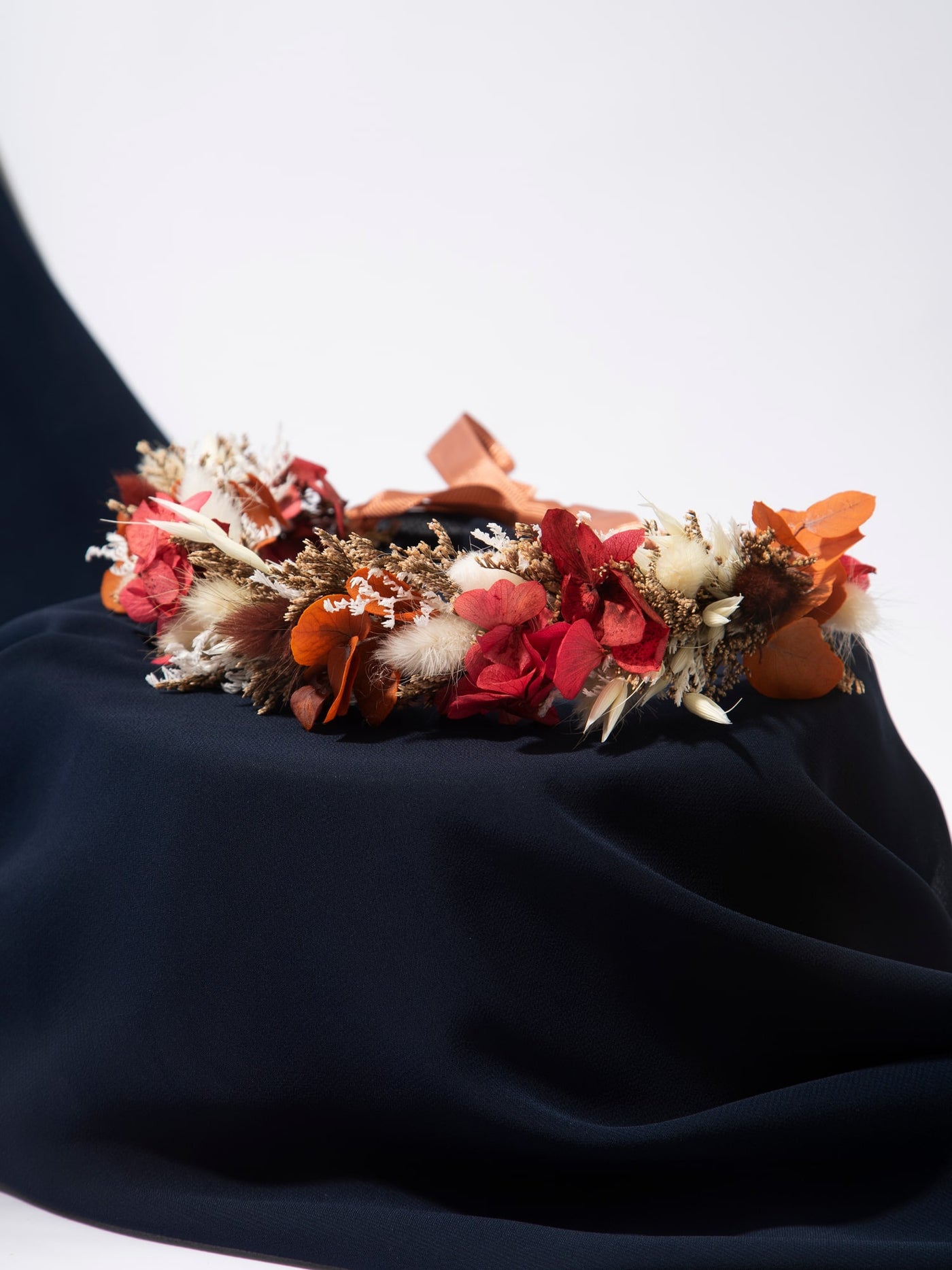 Dried Flower Crown With Preserved Hydrangea And Roses