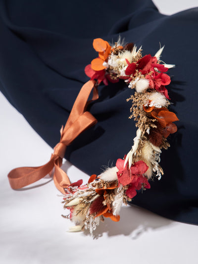 Dried Flower Crown With Preserved Hydrangea And Roses