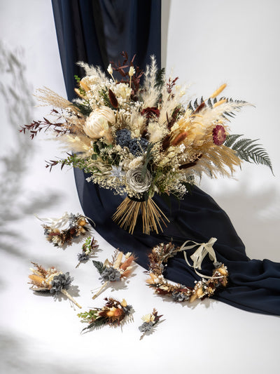 Wrist Corsage With Navy Flowers