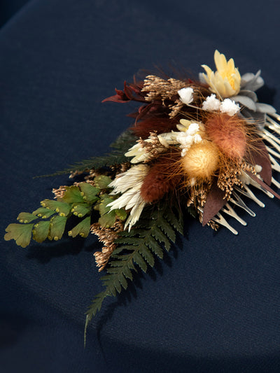 Hair Comb With Navy Flowers