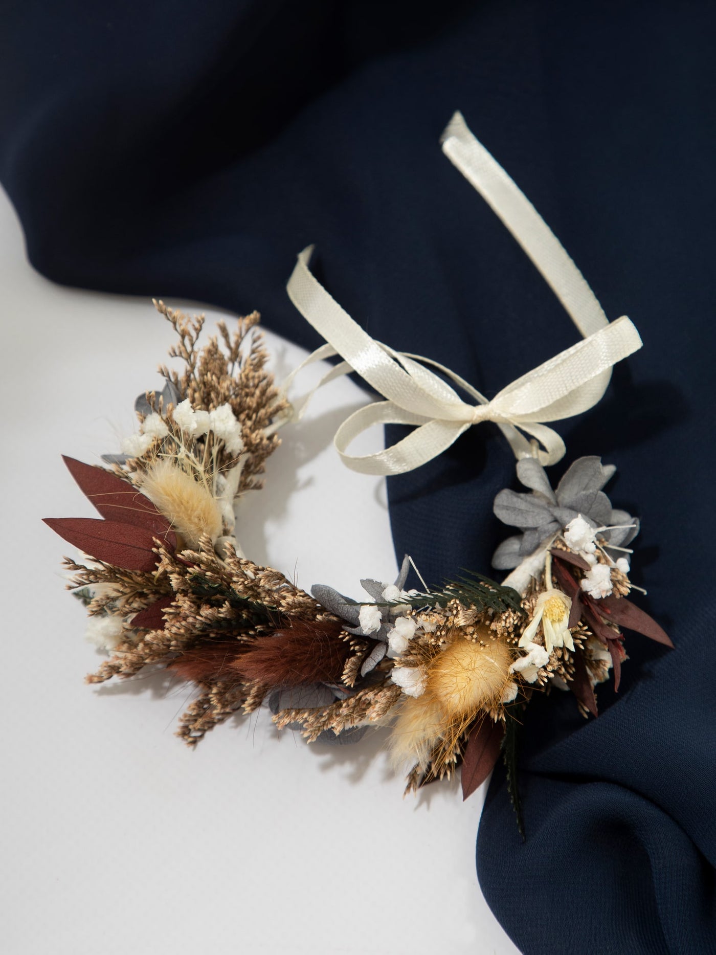 Wrist Corsage With Navy Flowers