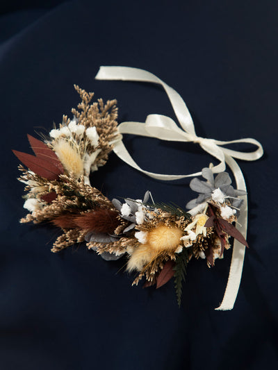 Wrist Corsage With Navy Flowers