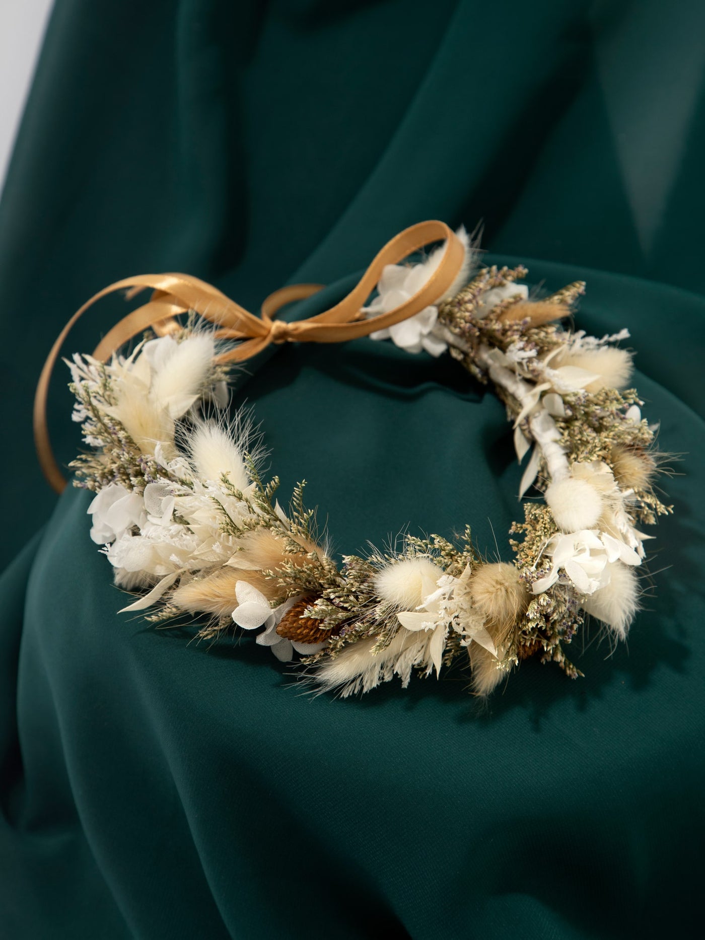 Dried Flower Crown With Cream Rustic Flower Of Dried Wildflowers