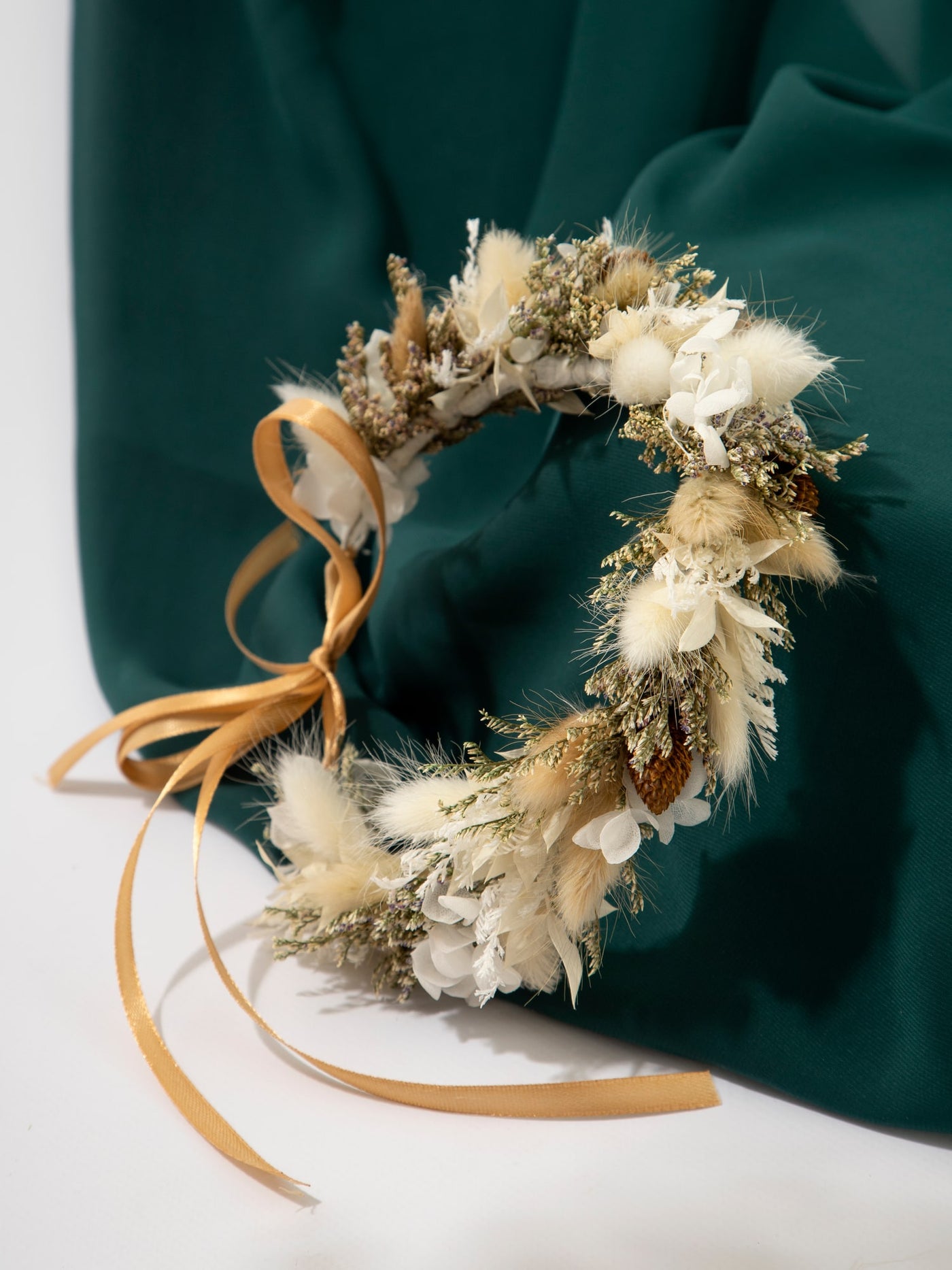 Dried Flower Crown With Cream Rustic Flower Of Dried Wildflowers