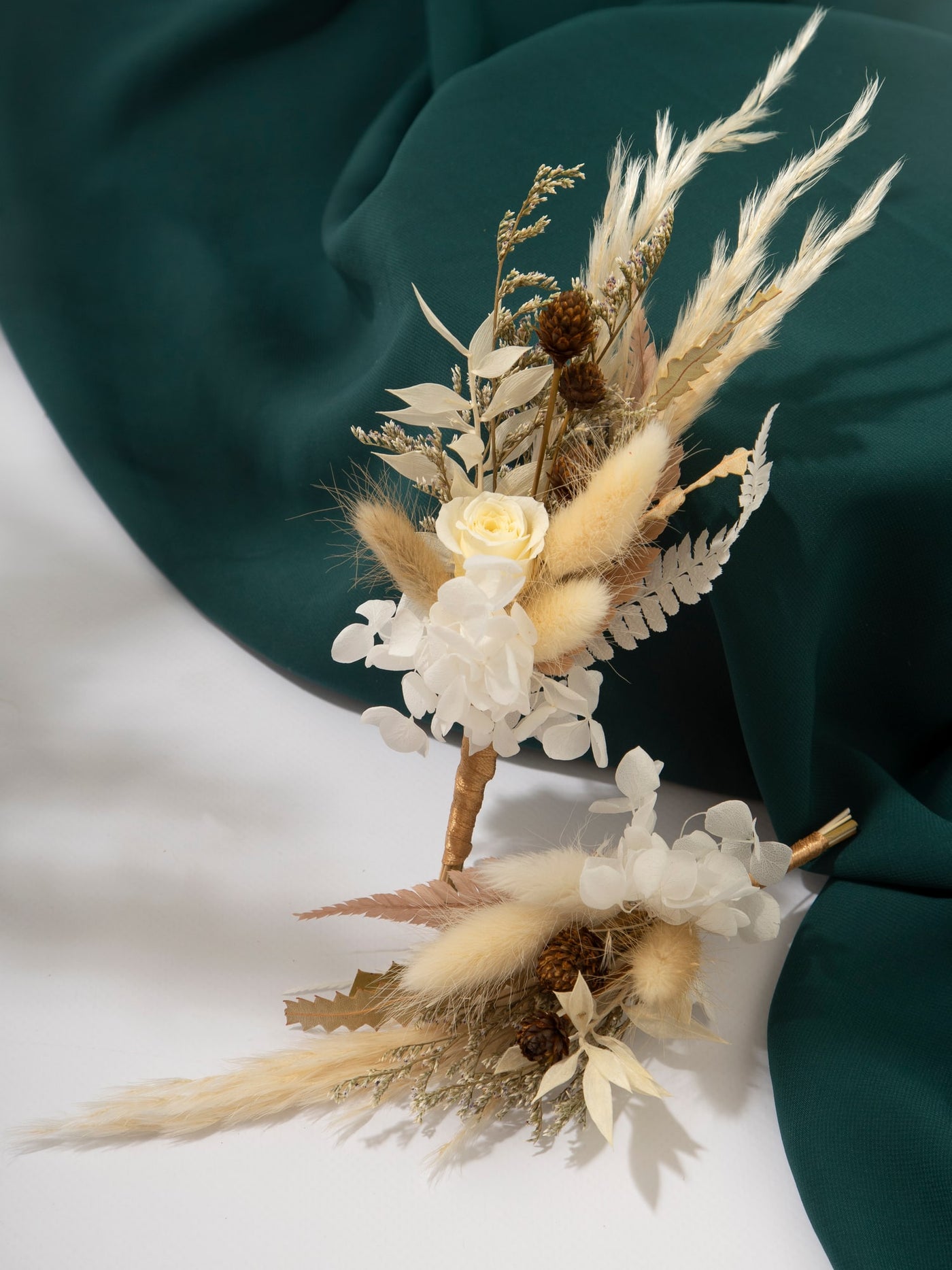 Boutonniere With Cream Rustic Flower Of Dried Wildflowers