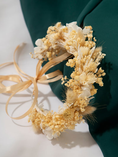 Dried Flower Crown With Dried Rustic Wildflowers