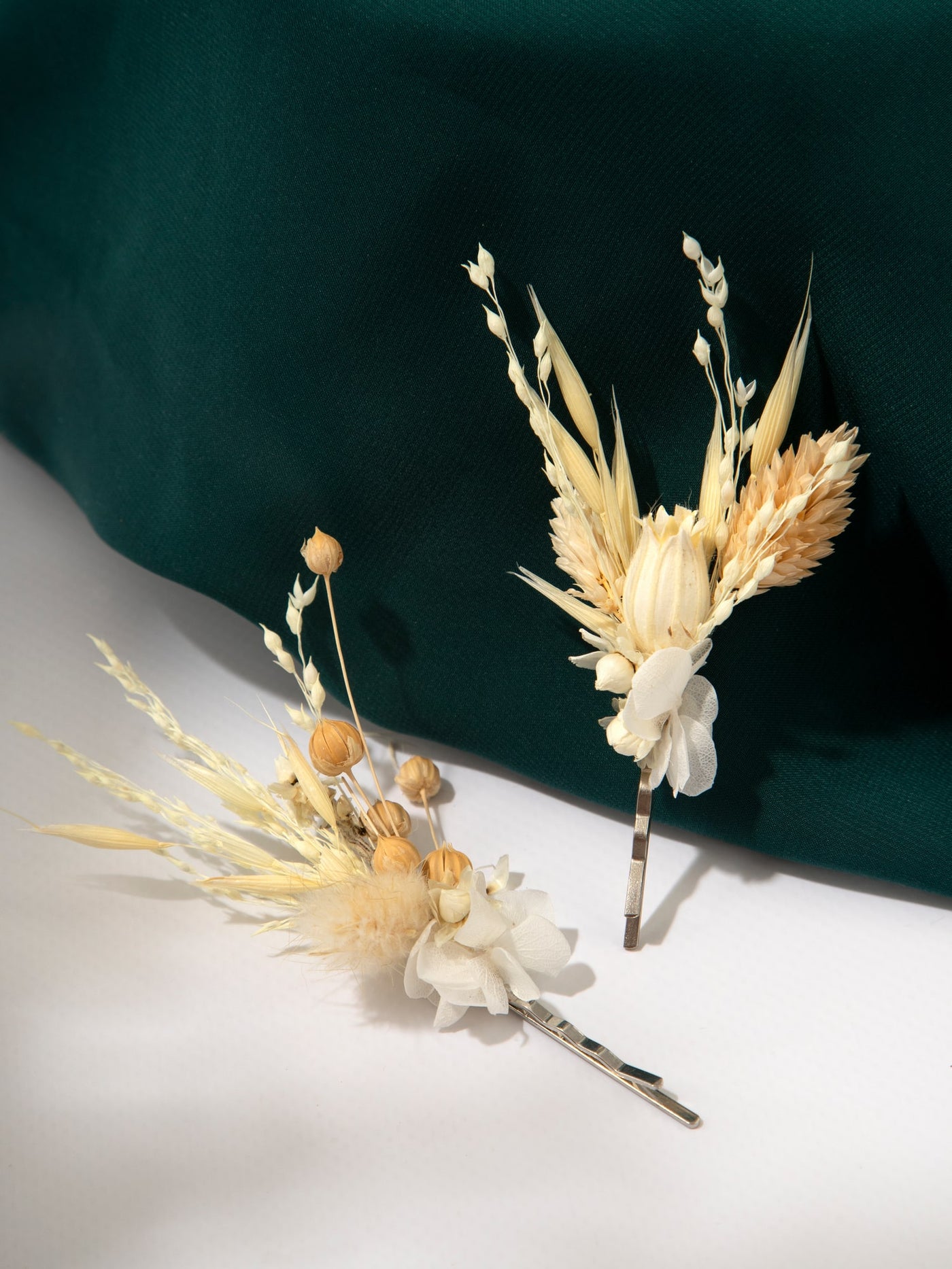 Bobby Pin With Unique Rustic Flower Of Cream Wildflowers