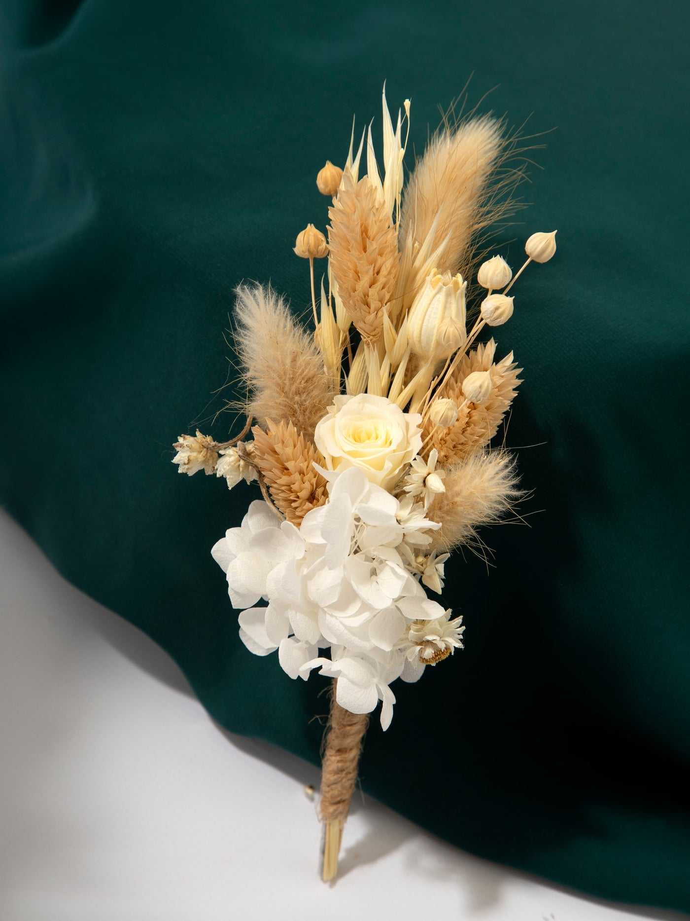 Boutonniere With Unique Rustic Flower Of Cream Wildflowers