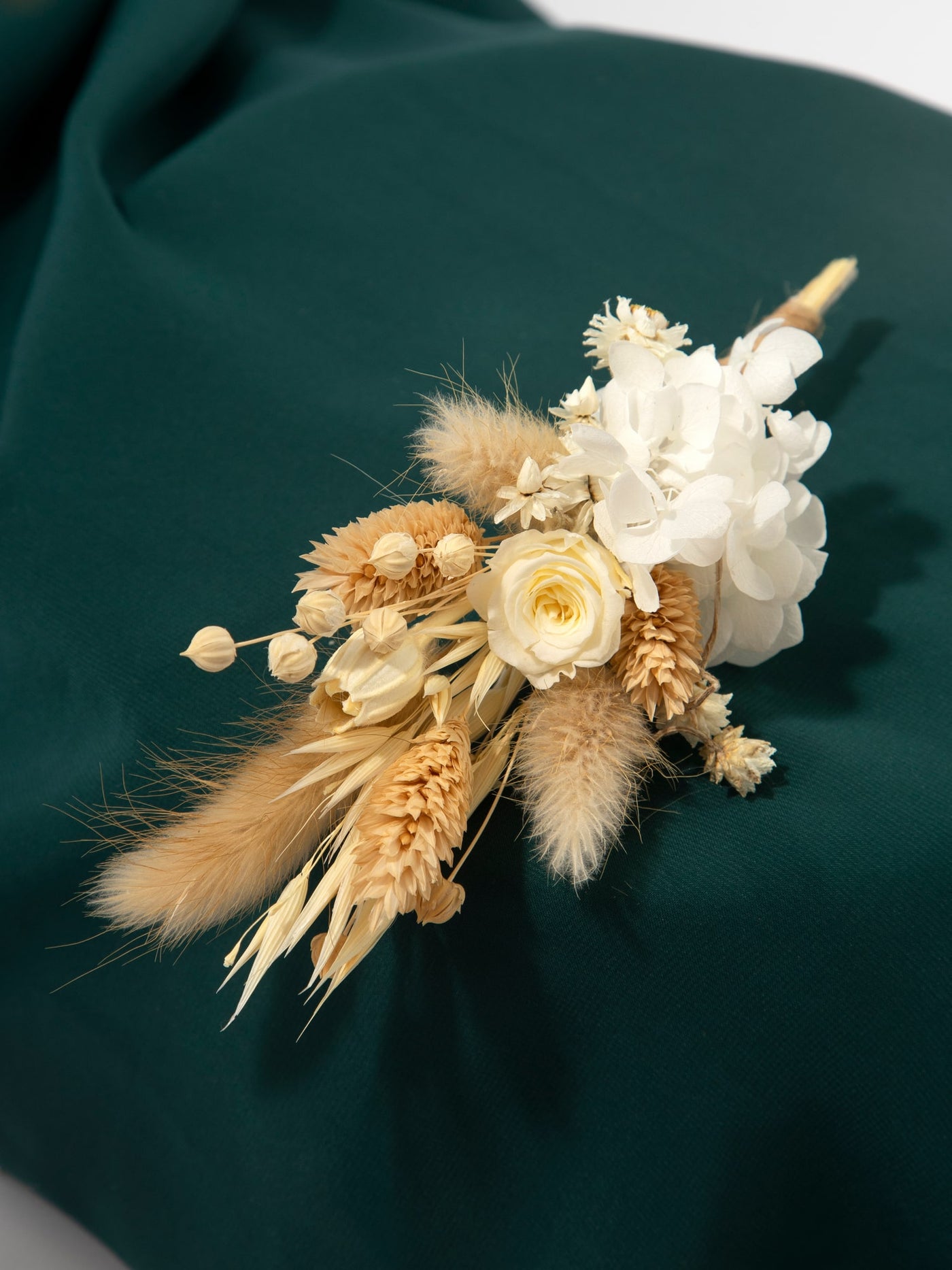 Boutonniere With Unique Rustic Flower Of Cream Wildflowers