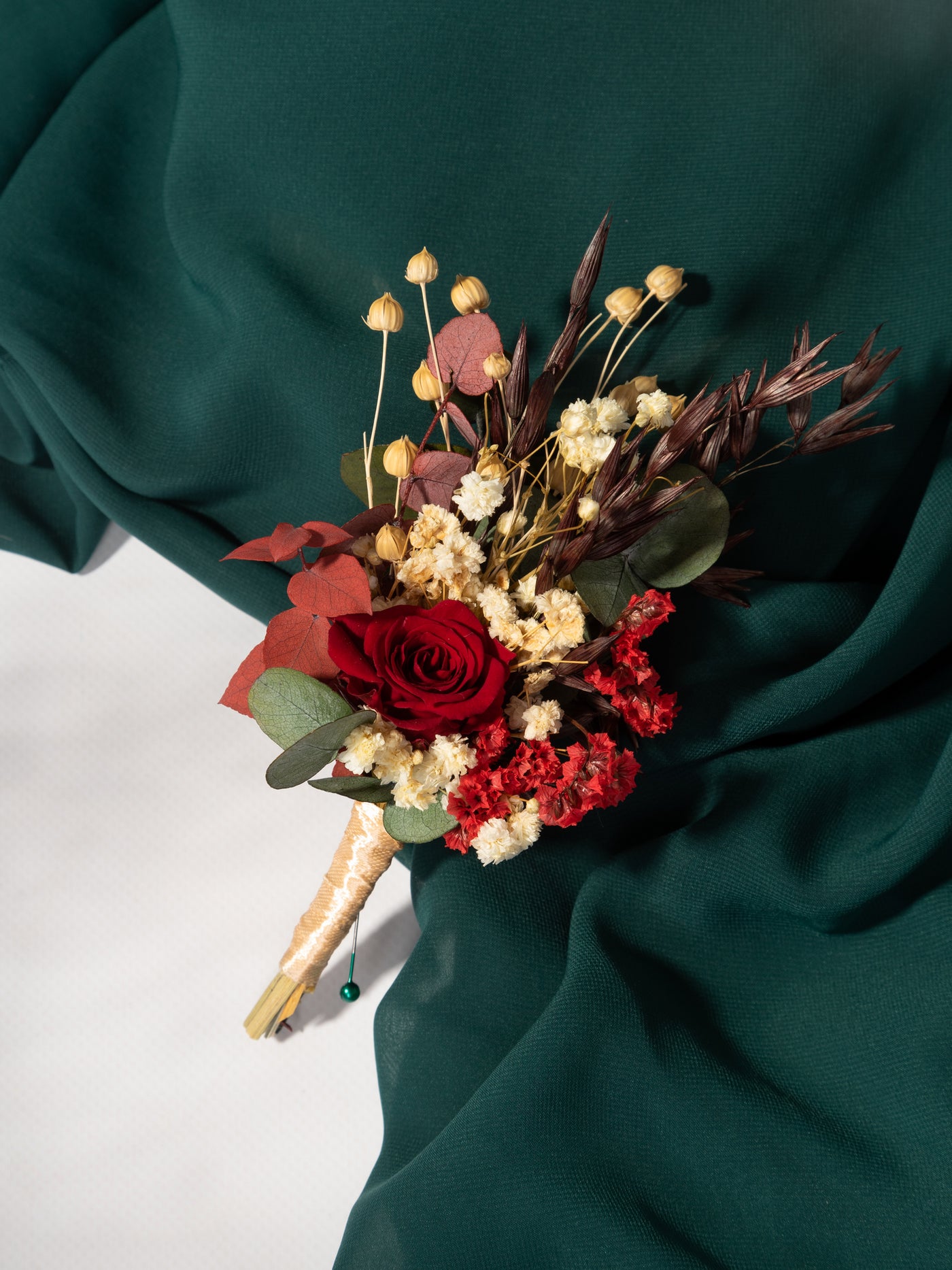 Marsalo Boutonniere With Rose