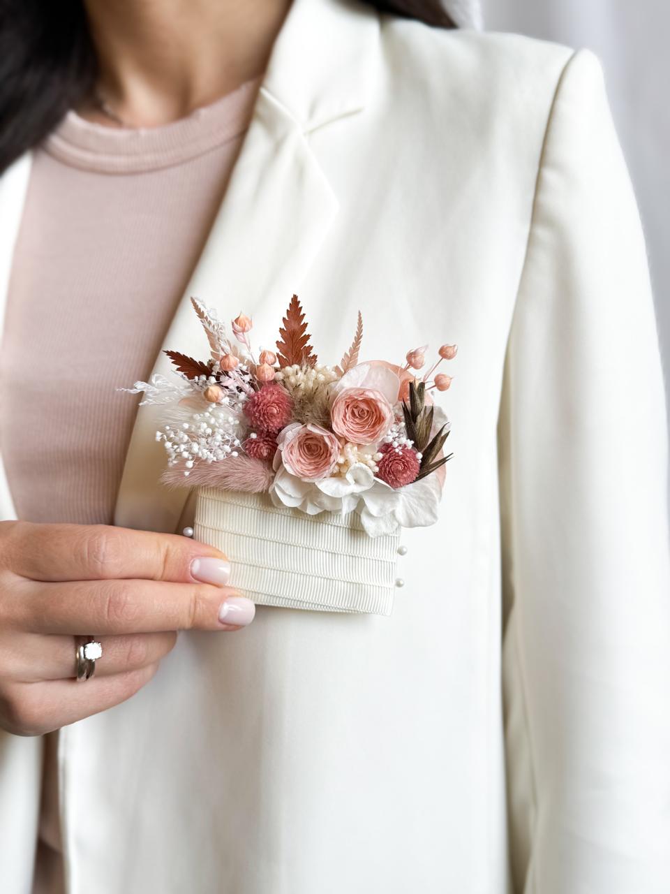 Pocket Boutonniere With Blush Pink Flowers