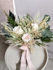 Sage green and pale pink wedding bouquet