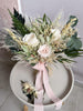 Sage green and pale pink wedding bouquet