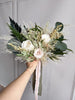Sage green and pale pink wedding bouquet