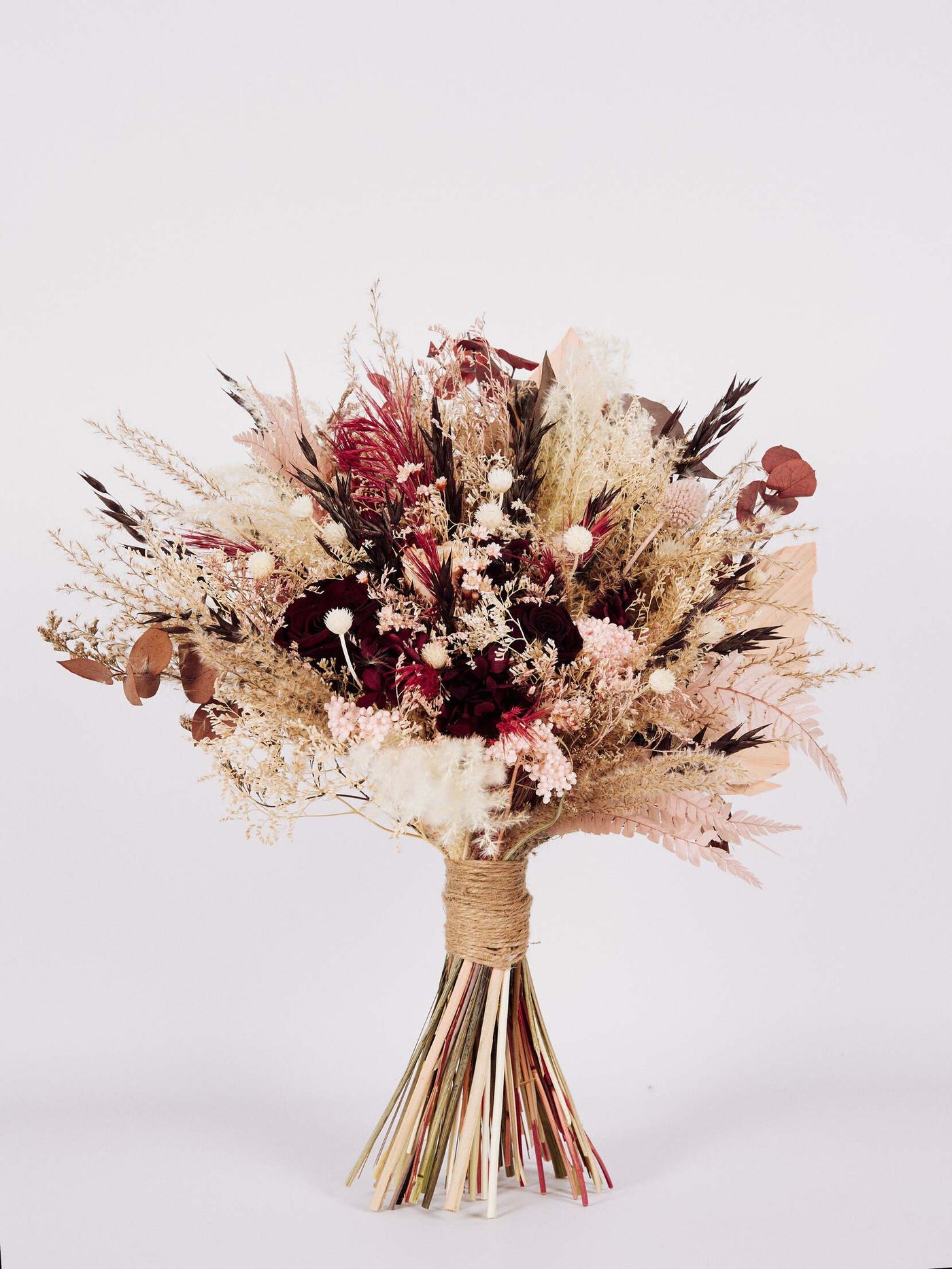 Bridal burgundy bouquet with dusty rose for your special day