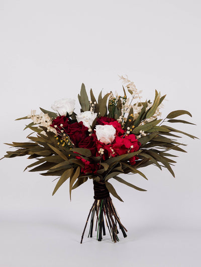 Bridal romantic bouquet with marsala flowers