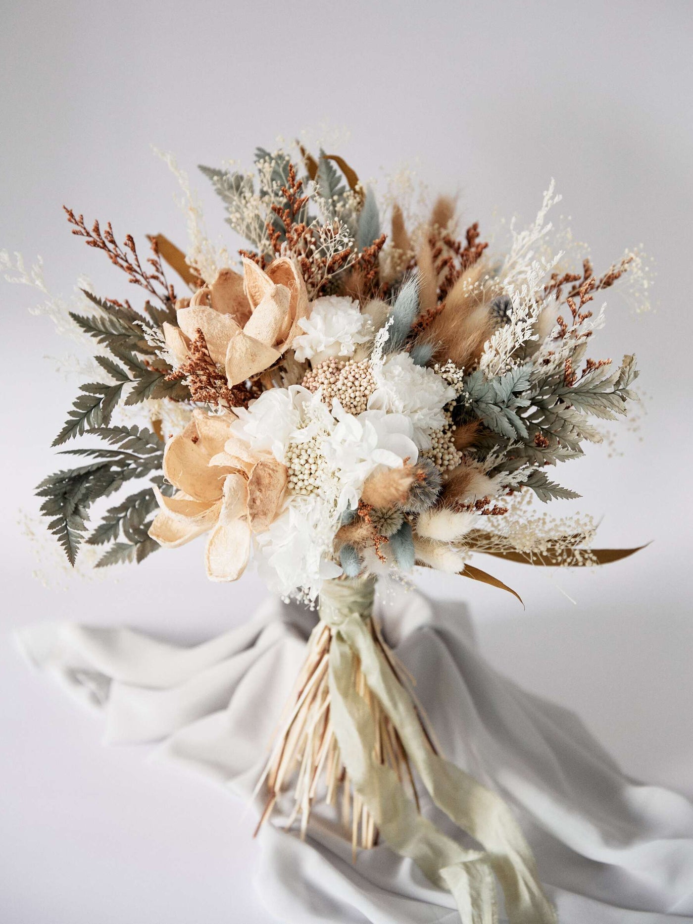 Bridal rust bouquet with sage green flowers  2