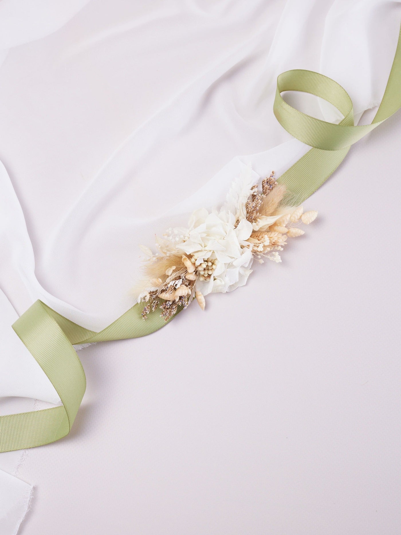 corsage on white organza